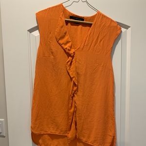 Orange sleeveless blouse